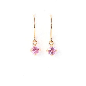 18金ピンクゴールド 0.2ｃｔ ピンクサファイア フックピアス