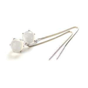 ホワイトゴールド 2ct ムーンストーン チェーン ピアス 6月 誕生石