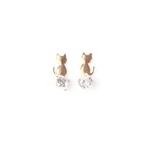 ピンクゴールド ネコ cz（キュービックジルコニア） スタッド ピアス 