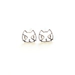 ホワイトゴールド ネコ フェイス スタッド ピアス 
