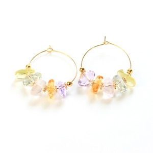 マルチクォーツ フープ ピアス  