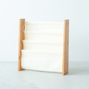 キャンバスマガジンラック 【ワイド/幅広3段】 幅51cm×奥行14cm 木製/布 ブラウン