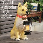 LEDセンサーライト付きオーナメント/ソーラーライト付き柴犬(ポチ) ポリジレン樹脂製 〔玄関/ガーデニング/屋外〕