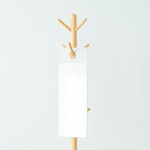 フックミラー(引っかけウォールミラー) 幅20cm×高さ60cm 飛散防止加工 日本製 ホワイト(白)