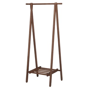 折りたたみハンガーラック(もく) ブラウン 【3個セット】 木製(天然木) 幅75cm×奥行45cm 収納棚付き/北欧風/衣類収納/洋服掛け/NK-810 