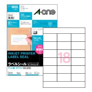 インクジェットプリンタラベル（A4）18面 1パック（100枚）