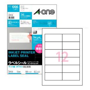 インクジェットプリンタラベル（A4）12面 1パック（100枚）