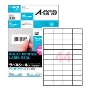 インクジェットプリンタラベル（A4）44面 1パック（100枚）