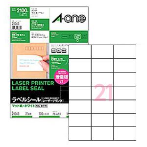 【まとめ買い】ラベルシール[レーザープリンタ] A4（21面） 1片ラベル寸法／縦42.3×横70.0mm 1パック（100枚）