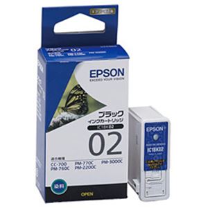 【純正品】 エプソン（EPSON） インクカートリッジ ブラック 型番：IC1BK02 単位：1個
