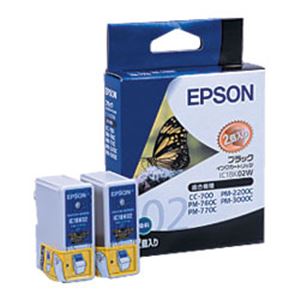 【純正品】 エプソン（EPSON） インクカートリッジ ブラック 型番：IC1BK02W 単位（入り数）：1箱（2個入）