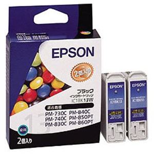 【純正品】 エプソン（EPSON） インクカートリッジ ブラック 型番：IC1BK13W 単位：1箱（2個入）
