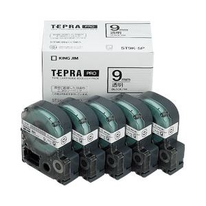 「テプラ」PROシリーズテープ お徳用5個入りパック 透明ラベル 9mm