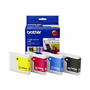 【純正品】 ブラザー工業（BROTHER） インクカートリッジ 4色セット 型番：LC10-4PK 単位：1箱（4色セット）