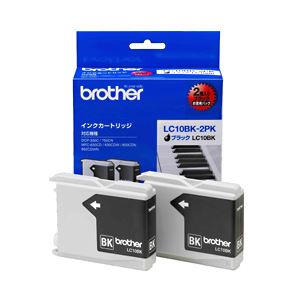 【純正品】 ブラザー工業（BROTHER） インクカートリッジ ブラック 型番：LC10BK-2PK 単位：1箱（2個入）