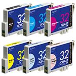 エプソン（EPSON） インクカートリッジ 6色セット 汎用 IC6CL32対応 単位：1箱（6色セット）