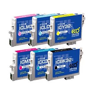 エプソン（EPSON）プリンター対応 リサイクルインクカートリッジ 対応純正カートリッジ型番：IC6CL32 色：6色セット 単位：1箱