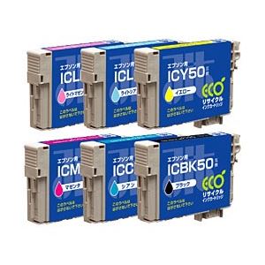 エプソン（EPSON）プリンター対応 リサイクルインクカートリッジ 対応純正カートリッジ型番：IC6CL50 色：6色セット 単位：1箱（6色セット）
