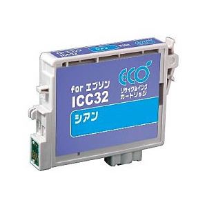 エプソン（EPSON）プリンター対応 リサイクルインクカートリッジ 対応純正カートリッジ型番：ICC32 色：シアン 単位：1個