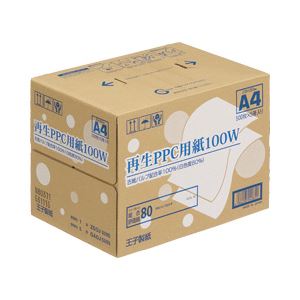 【まとめ買い】王子製紙 再生PPC用紙100W A4（箱） 1箱（500枚×5冊）