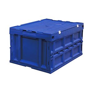 ハード折りたたみコンテナ フタ一体型 75L ブルー