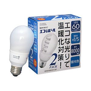 OHM エコなボール カバー付A形 60形・昼光色・12W E26口金 EFA15ED／12 X2P