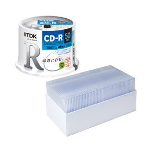 TDK CD-R 700MB ホワイトワイドプリント スピンドルケース50枚+5mm厚ケース50枚セット