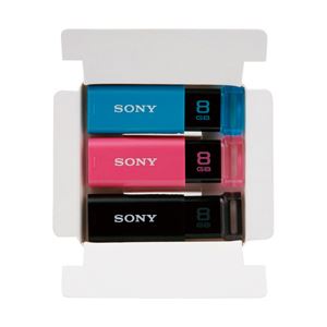 ソニー ポケットビットTシリーズ 3色パック 8GB 3個入 型番：USM8GU 3C