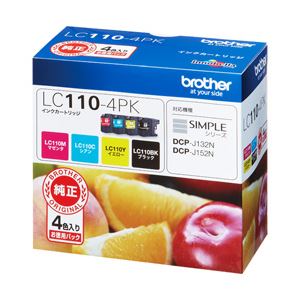 ブラザー工業（BROTHER） インクカートリッジ 1個（4色セット） 型番：LC110-4PK（取り寄せ）