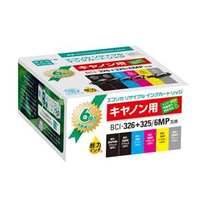 キャノン（Canon）プリンター対応 エコリカリサイクルインクカートリッジ 対応純正カートリッジ型番：BCI-326+325／6MP 色：6色マルチパック 単位：1箱（6色セット）