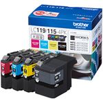ブラザー工業（BROTHER） インクカートリッジ ブラック 型番：LC119／115-4PK 1箱（4色セット）