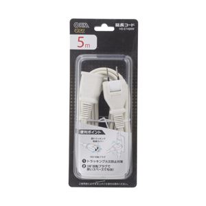 OHM 可動プラグ式延長コード 5m 1個