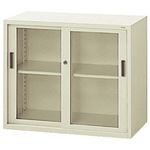 PLUS A4対応書庫 上下共用 引違いガラス扉 18405