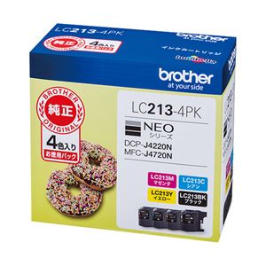ブラザー インクカートリッジ 4色パック 型番：LC213-4PK 単位：1箱（4色パック） LC213-4PK