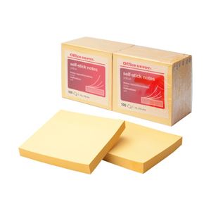 粘着メモ エコノミーパック ノート イエロー 7.6×7.6cm 1パック／12冊 1箱（18パック） 553982-ハコ