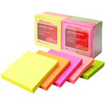 粘着メモ エコノミーパック ノート ネオン 7.6×7.6cm 1パック／12冊 1箱（18パック） 981473-ハコ