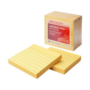 粘着メモ エコノミーパック 罫線入ノート イエロー 7.6×7.6cm 1パック／6冊 1箱（36パック） 808650-ハコ