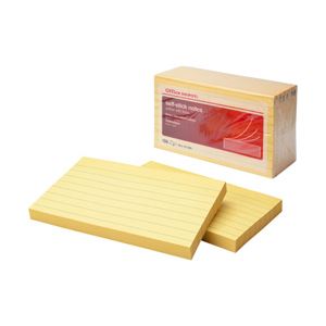 粘着メモ エコノミーパック 罫線入ノート イエロー 7.6×12.7cm 1パック／6冊 1箱（24パック） 808649-ハコ
