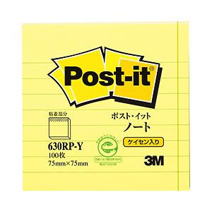 （業務用セット） ポスト・イット（R） ノート 罫線入り イエロー 縦7.5×横7.5cm 1冊 【×20セット】