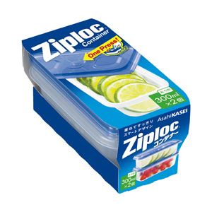 （業務用セット） 旭化成 ジップロックコンテナー 長方形 300ml 1パック（2個）  【×20セット】