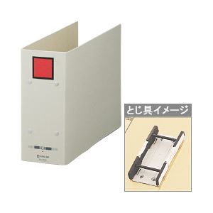 （業務用セット） 保存ファイル（2穴） A4ヨコ とじ厚：5.0cm 背幅：6.5cm グレー スクエアパターン：レッド 【×10セット】