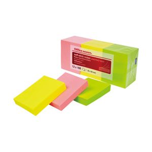 （業務用セット） 粘着メモ エコノミーパック ノートSサイズ ネオン 5.0x3.8cm 1パック（12冊） 【×10セット】