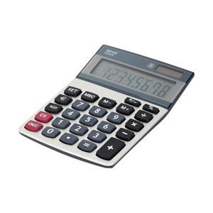 （業務用セット） Ativa 小型電卓 8桁 縦14.0 x 横9.5 x 厚さ2.9cm 色：グレー 1台 【×5セット】