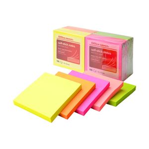 （業務用セット） 粘着メモ エコノミーパック ノート ネオン 7.6×7.6cm 1パック（12冊） 【×5セット】