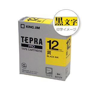 （業務用セット） 「テプラ」PROシリーズテープ スタンダード パステル 黄に黒文字 12mm 【×5セット】