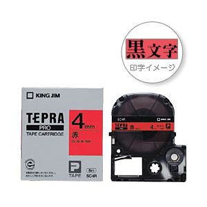 （業務用セット） 「テプラ」PROシリーズテープ スタンダード パステル 赤に黒文字 4mm 【×5セット】