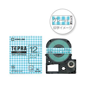 （業務用セット） 「テプラ」PROシリーズテープ ソフト 模様ラベル チェック青にグレー文字 12mm 【×5セット】