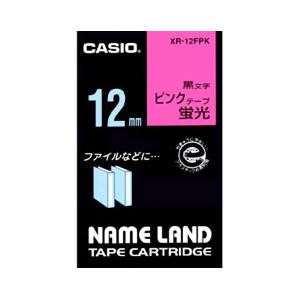 （業務用セット） カシオ（CASIO） ネームランド エコテープカートリッジ 蛍光ピンクに黒文字 12mm  【×10セット】