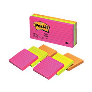 （業務用セット） ポスト・イット（R） ノート 罫線入り 混色 1パック（6冊） （縦7.5×横7.5cm） 【×5セット】