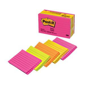 （業務用セット） ポスト・イット（R） ノート 罫線入り 混色 1パック（5冊） （縦7.5×横12.7cm） 【×5セット】